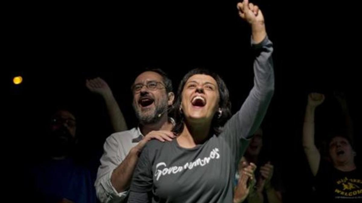 Gabriel y Baños, el pasado domingo, durante la noche electoral, en Barcelona.