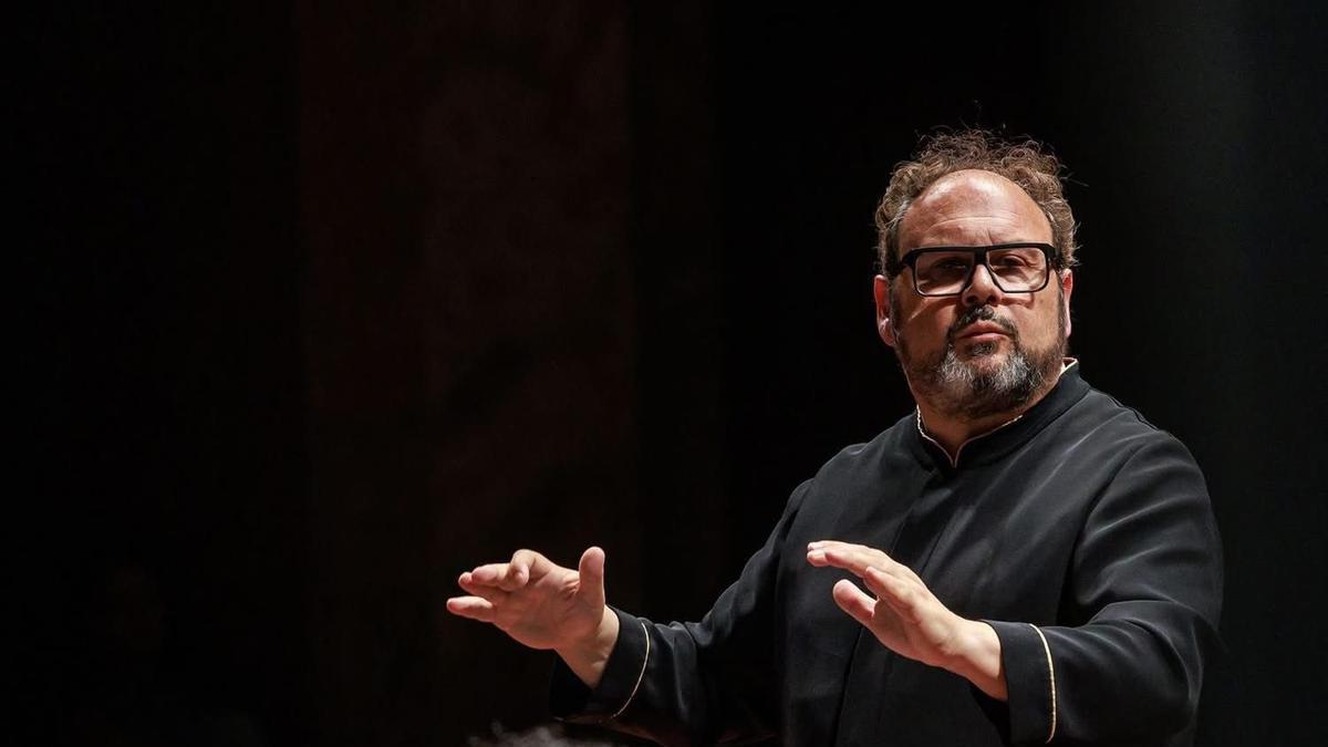Marco Antonio García de Paz, durante el concierto en el Palacio de Bellas Artes de México.
