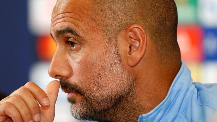 Guardiola a la sala de premsa.