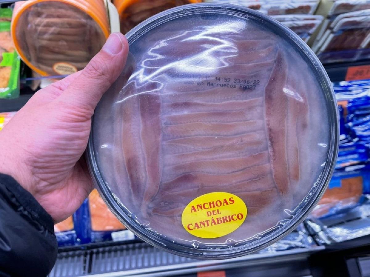 Mercadona: las anchoas del Cantábrico que vende en sus supermercados y en cuyo etiquetado especifica que es un producto elaborado en Marruecos.