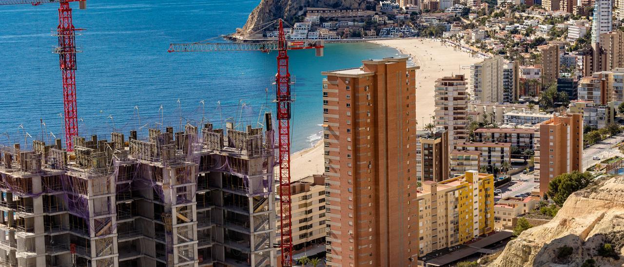 An apartment block under construction in Benidorm, in early March.