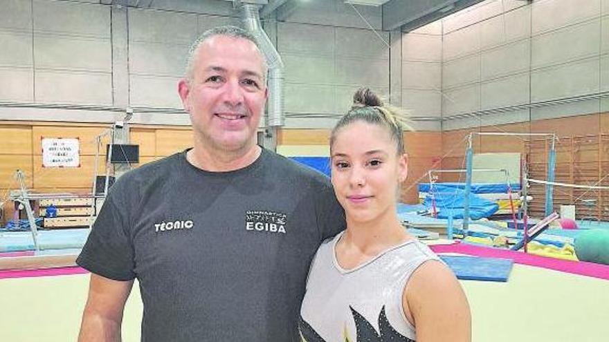 El tècnic Xavi Casimiro i la gimnasta Lorena Medina, a Madrid | ARXIU PARTICULAR