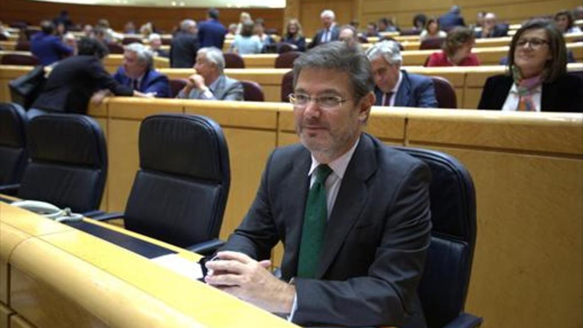 El ministro de Justicia, Rafael Catalá, el pasado martes en la sesión de control al Gobierno en el Senado.