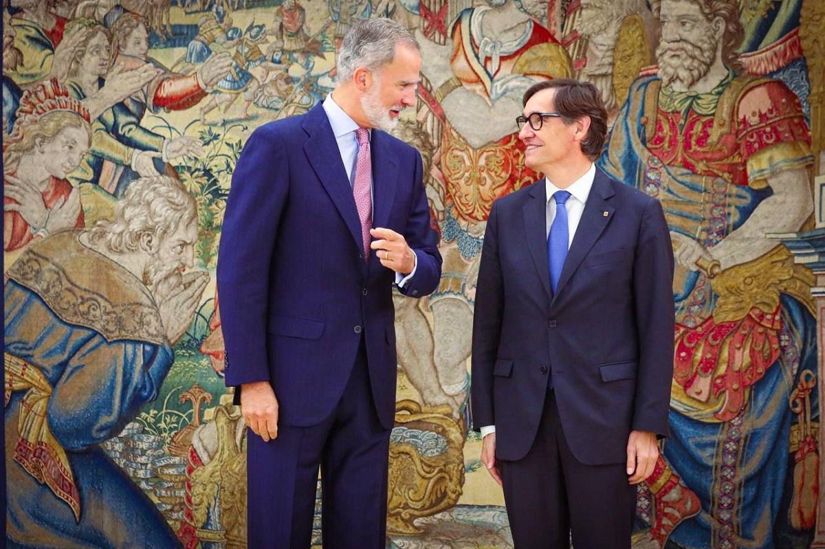 El president de la Generalitat, Salvador Illa, con el Rey Felipe VI el pasado 18 de septiembre en la Zarzuela