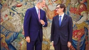 El president de la Generalitat, Salvador Illa, con el Rey Felipe VI el pasado 18 de septiembre en la Zarzuela