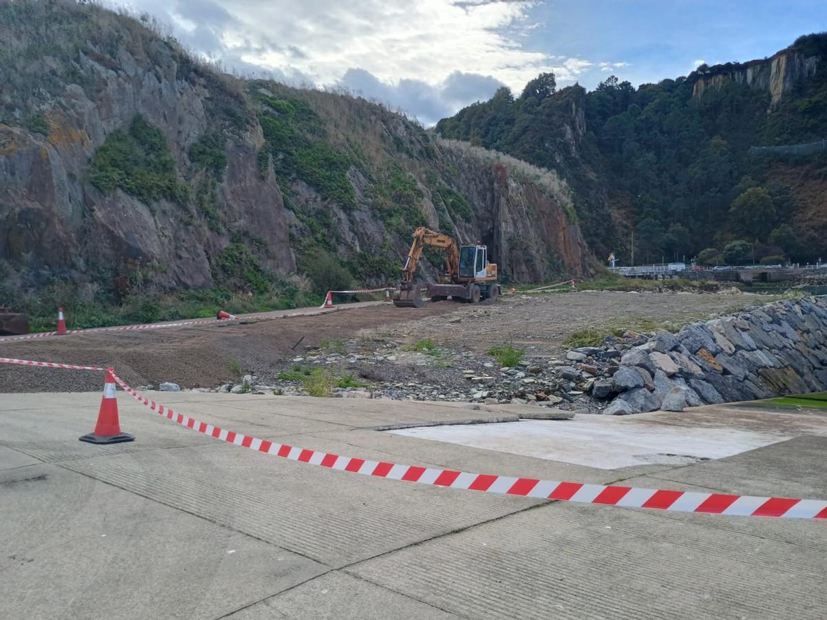 Zona señalizada por las obras.