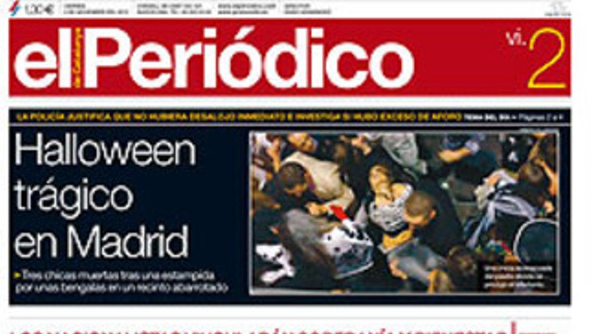 La portada de EL PERIÓDICO DE CATALUNYA de este viernes 2 de noviembre.