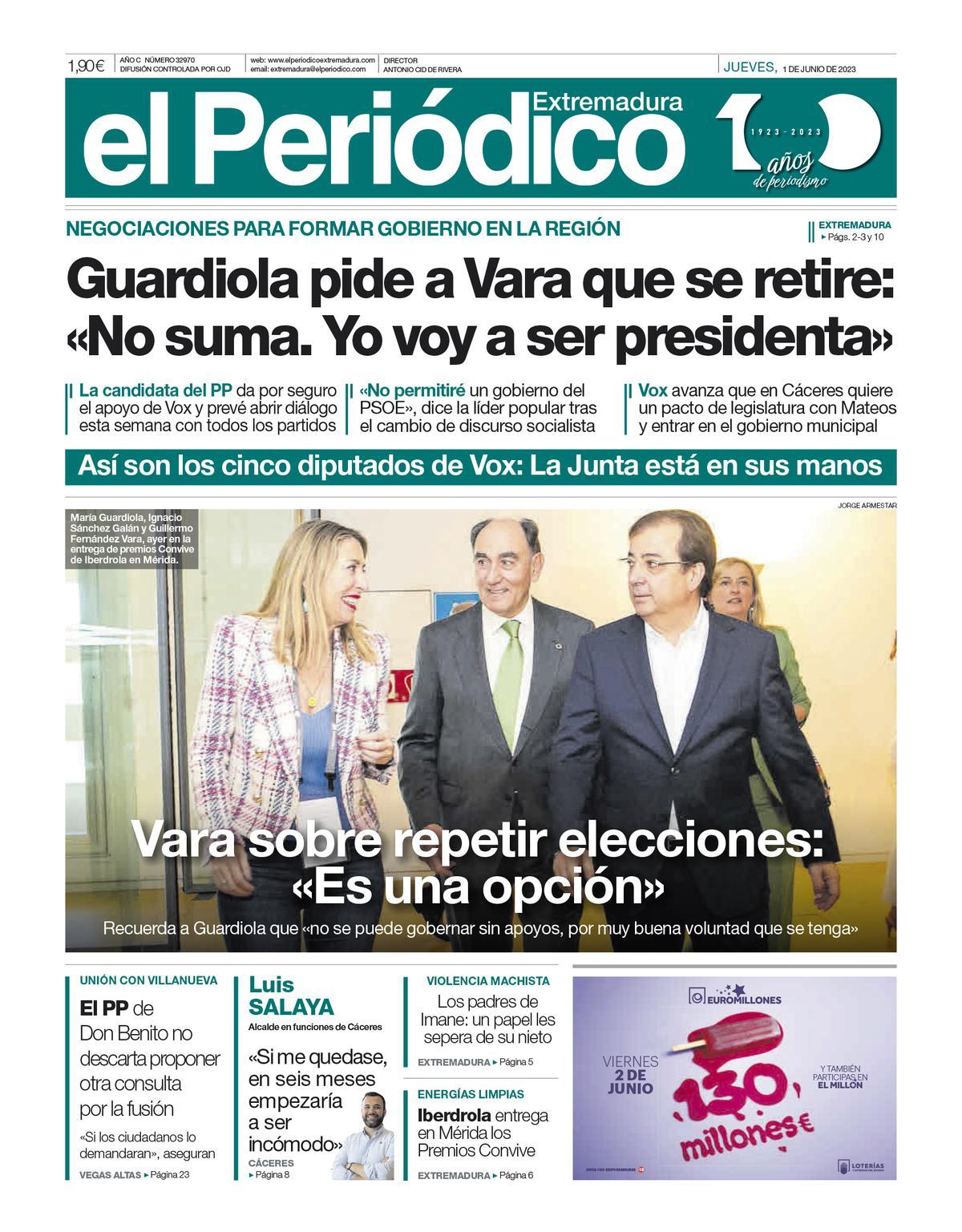 Consulta la portada correspondiente al día 1 de junio de 2023