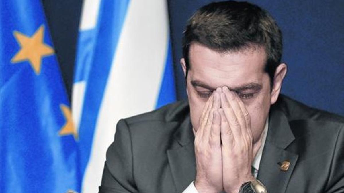 Alexis Tsipras durante la rueda de prensa que ofreció al terminar el Consejo Euopeo.