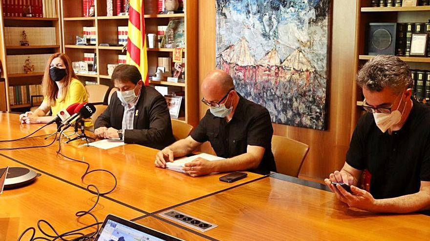 Els regidors d’ERC a Banyoles, en la roda de premsa d’ahir. | ACN