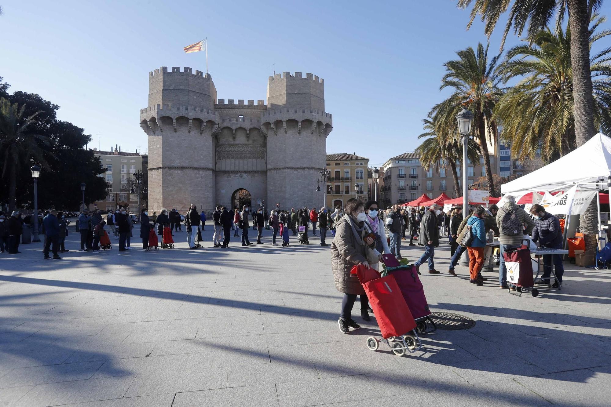 Mercat de la Taronja ante las Torres de Serrano