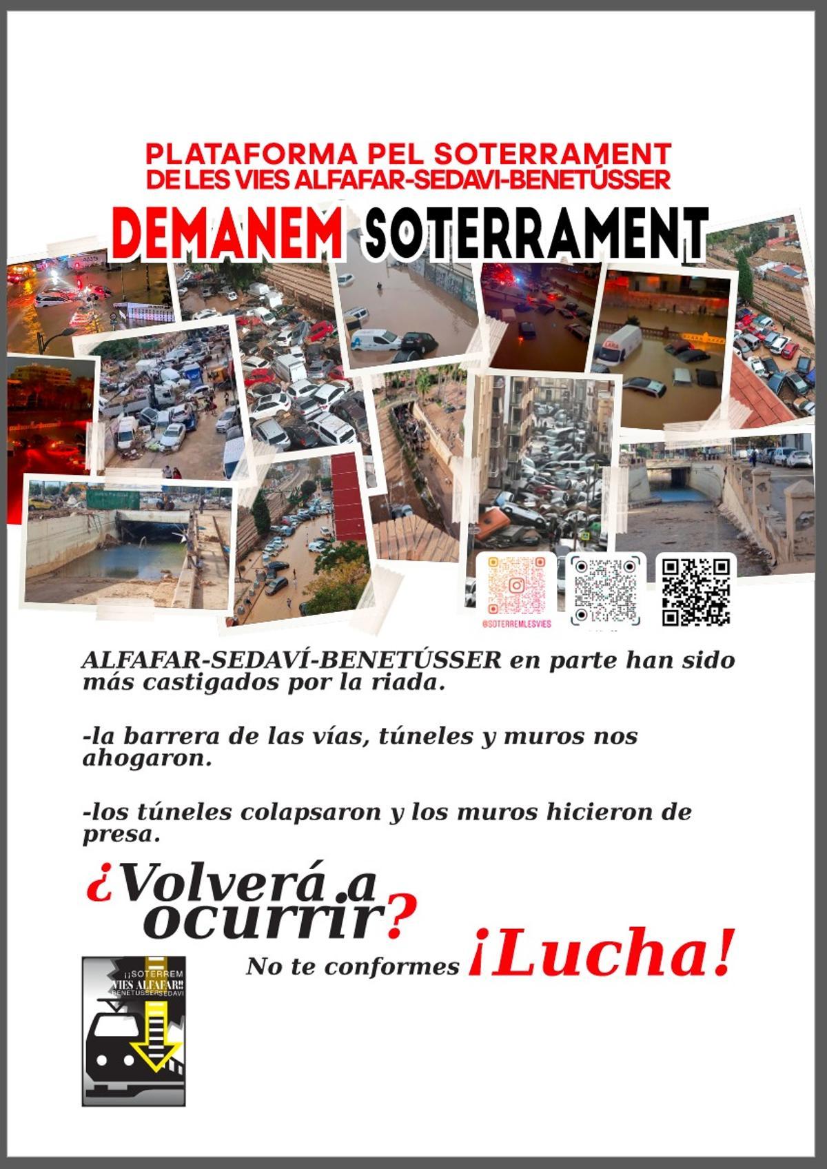 Díptico denuncia repartido por la Plataforma por el Soterramiento.