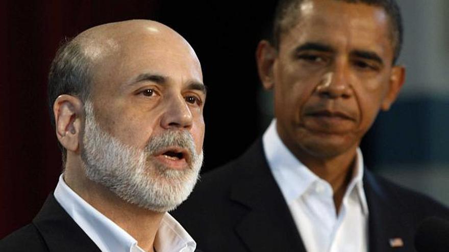 El presidente de la Reserva Federal, Ben Bernanke, y el presidente de EEUU, Barack Obama. / jason reed