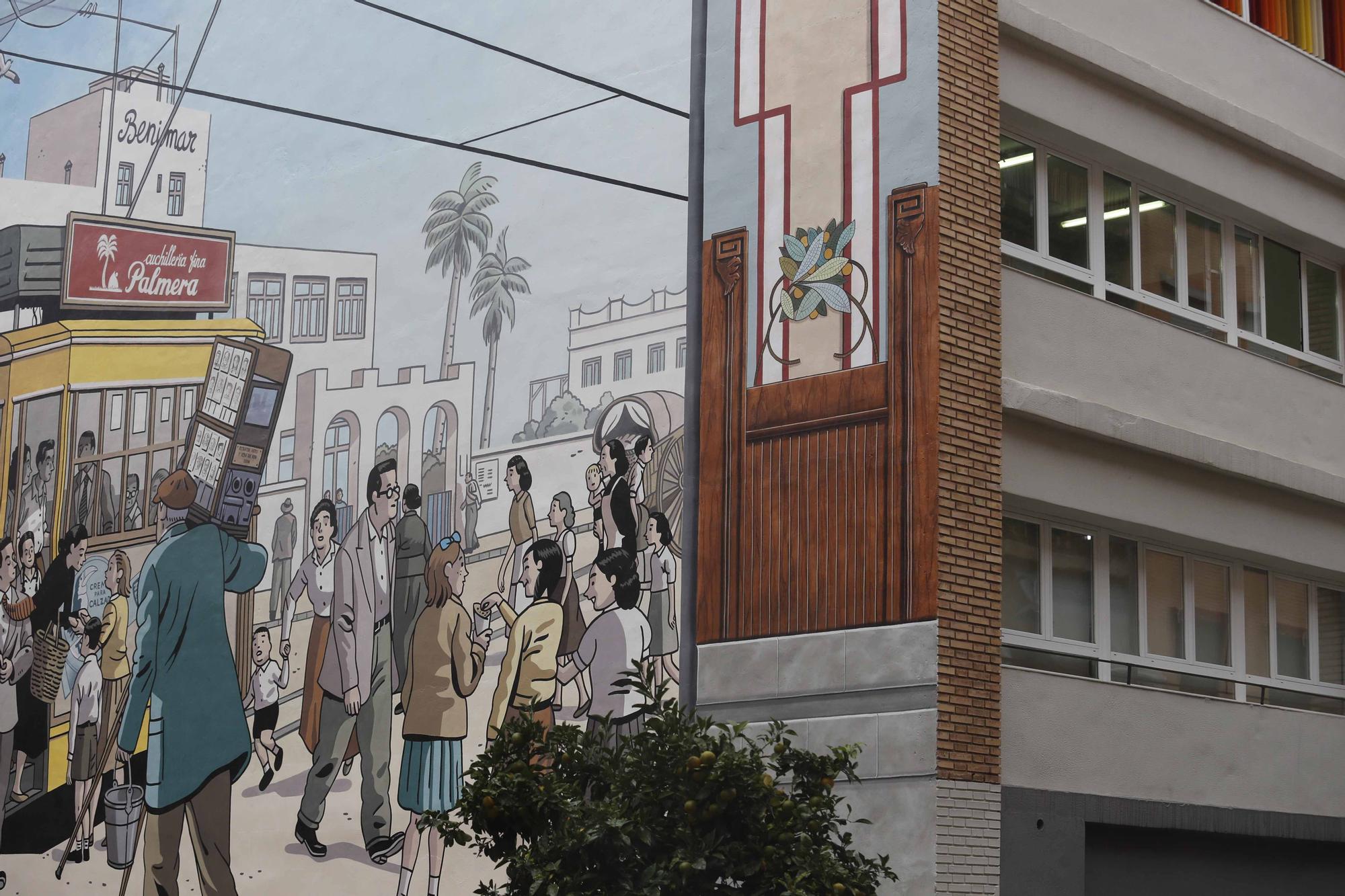 Así luce el mural de Paco Roca en el barrio de Nazaret