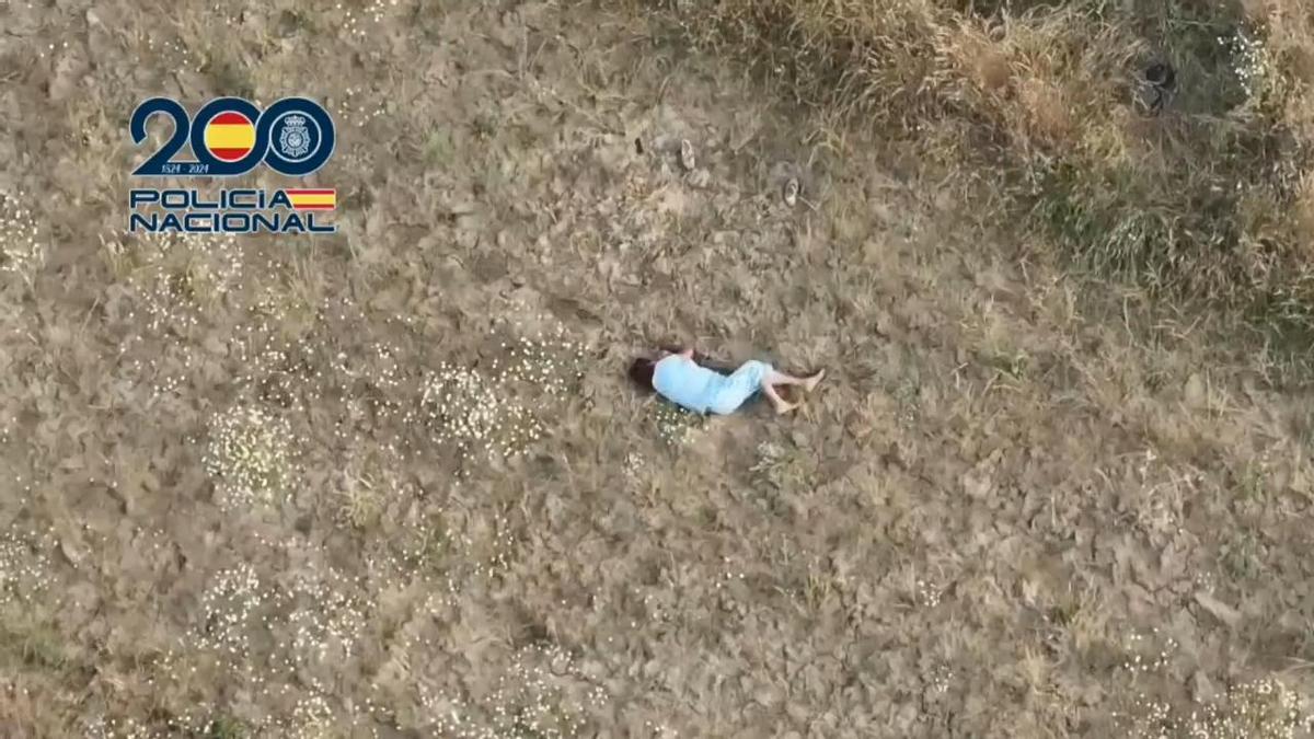 Momento en el que el dron de la Policía localiza a los dos ancianos desaparecidos en Leganés