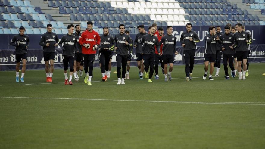El Málaga CF, durante una sesión de entrenamiento.