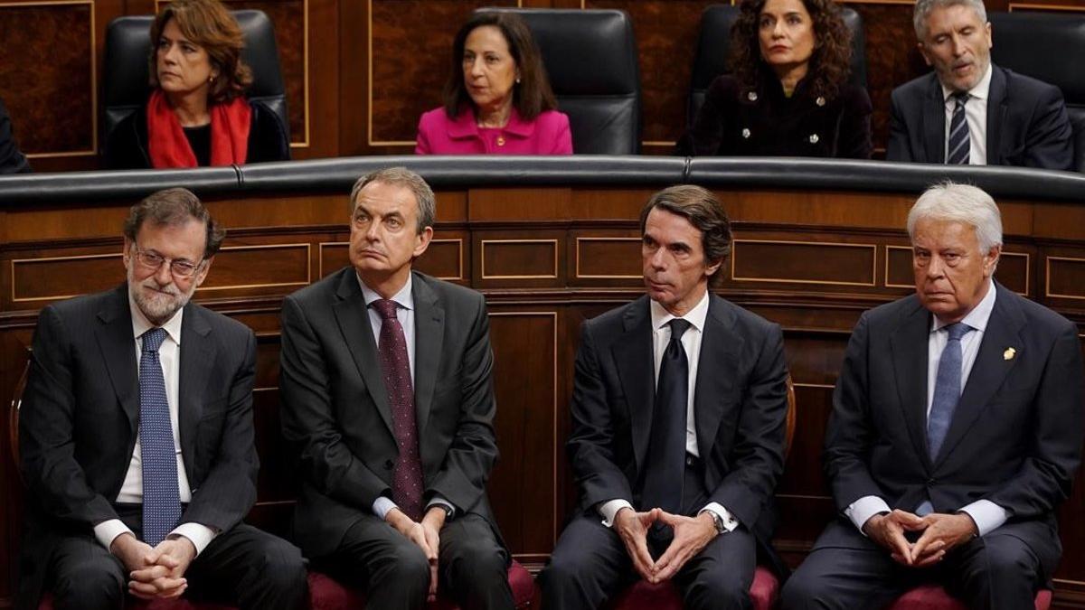 Los expresidentes Rajoy, Zapatero, Aznar y González