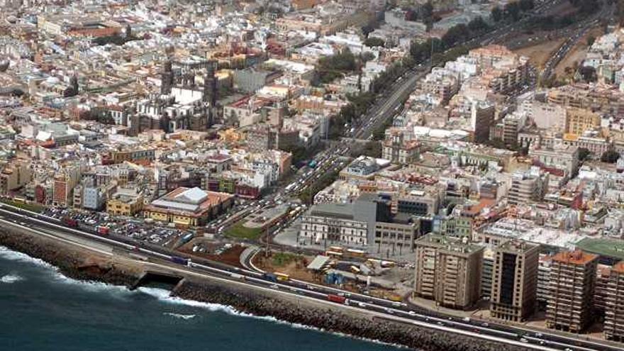 Vista aérea de la desembocadura del Guiniguada, en Las Palmas de Gran Canaria