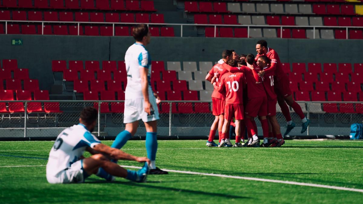 Celebración del gol del Terrassa