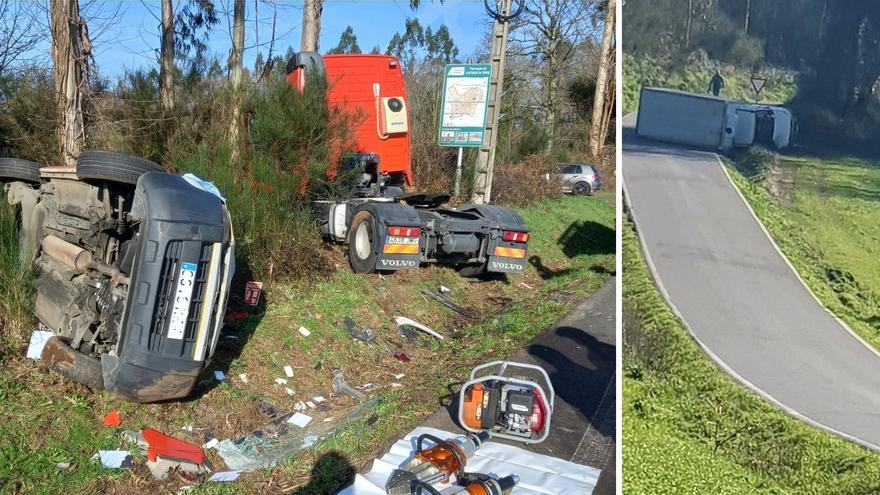 Una mujer perdió la vida tras una colisión en Tordoia y un vuelco cortó el acceso a Rois