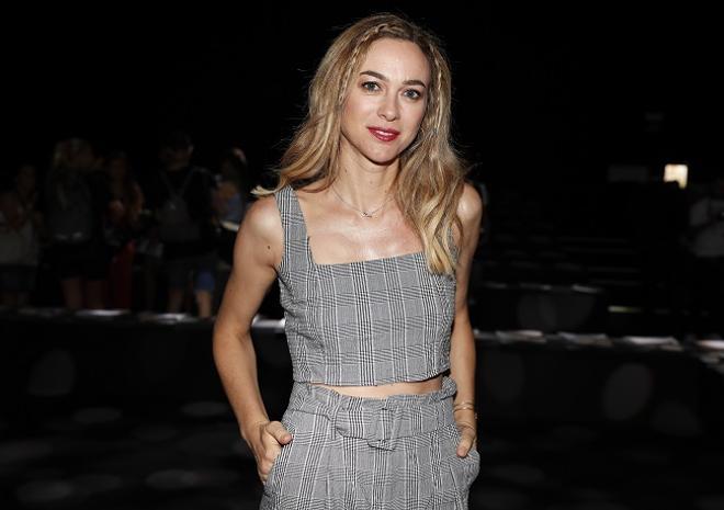 Marta Hazas, en el 'front row' del desfile de Juan Vidal, durante MBFWM