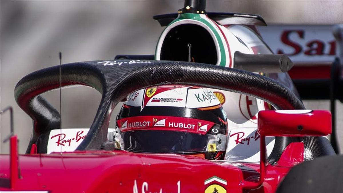 Raikkonen, durante un test con el Halo en su Ferrari