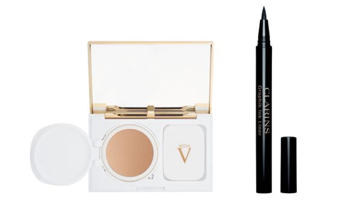 Perfecting Powder Cream, Valmont y Graphik Ink Liner, Clarins