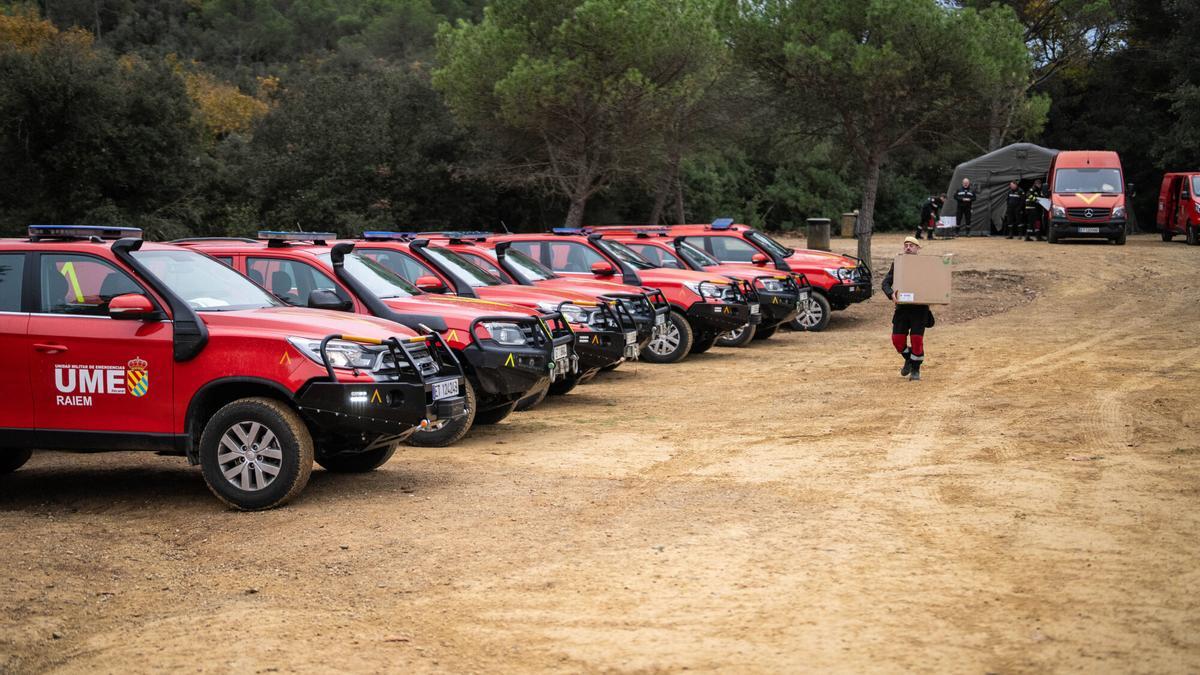 Punto de desinfección principal de la UME, el más grande del operativo desplegado ante el brote de peste porcina africana en la zona de Collserola. Foto: Zowy Voeten / El Periódico