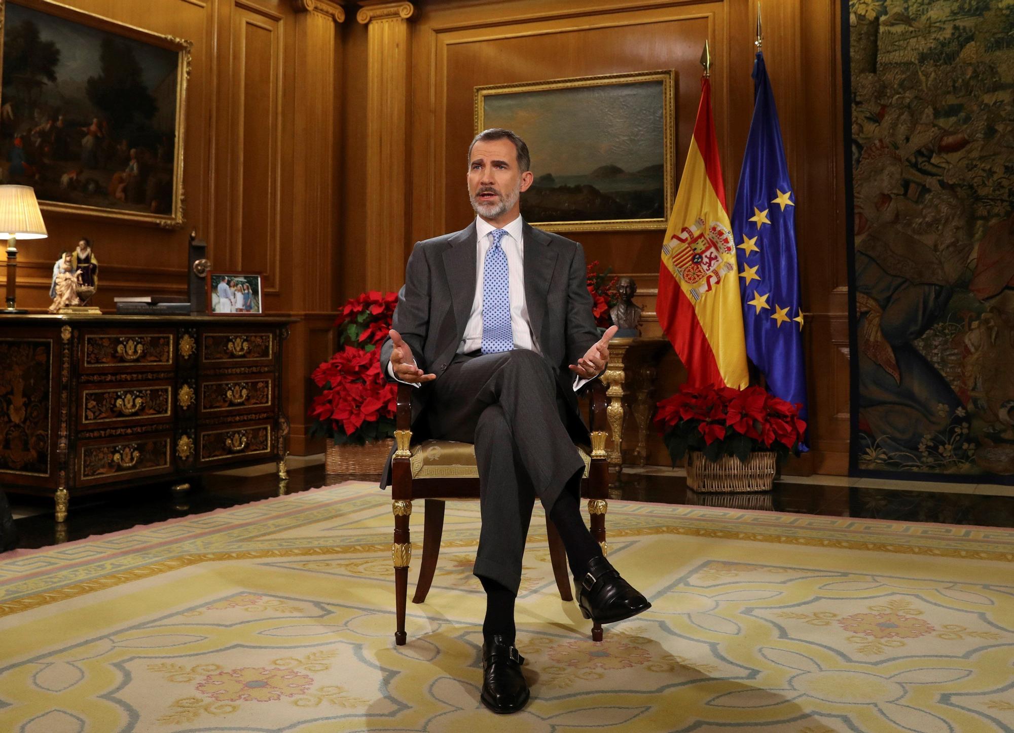 El Rey, durante su tradicional mensaje de la Nochebuena en 2017.