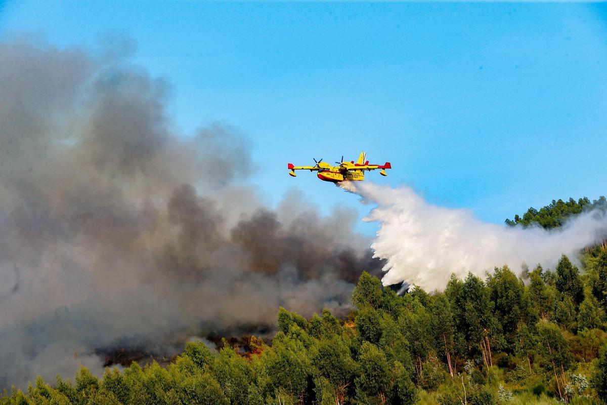 Un incendio cerca la A-52 a su paso por As Neves