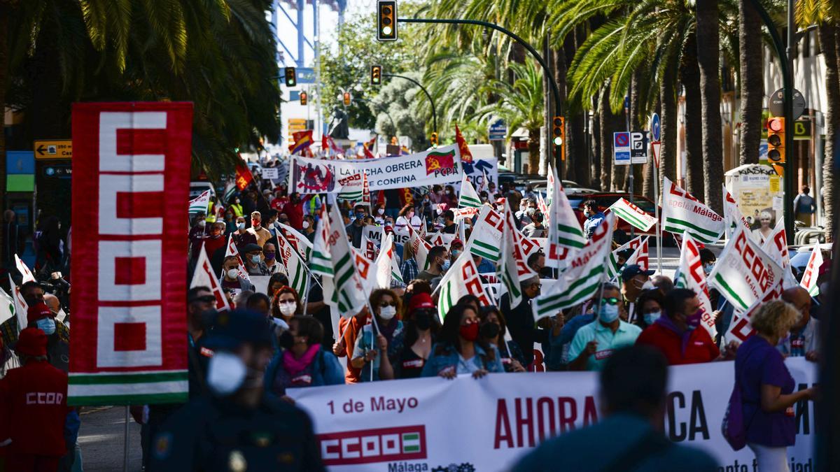 Manifestación del Primero de Mayo en Málaga capital