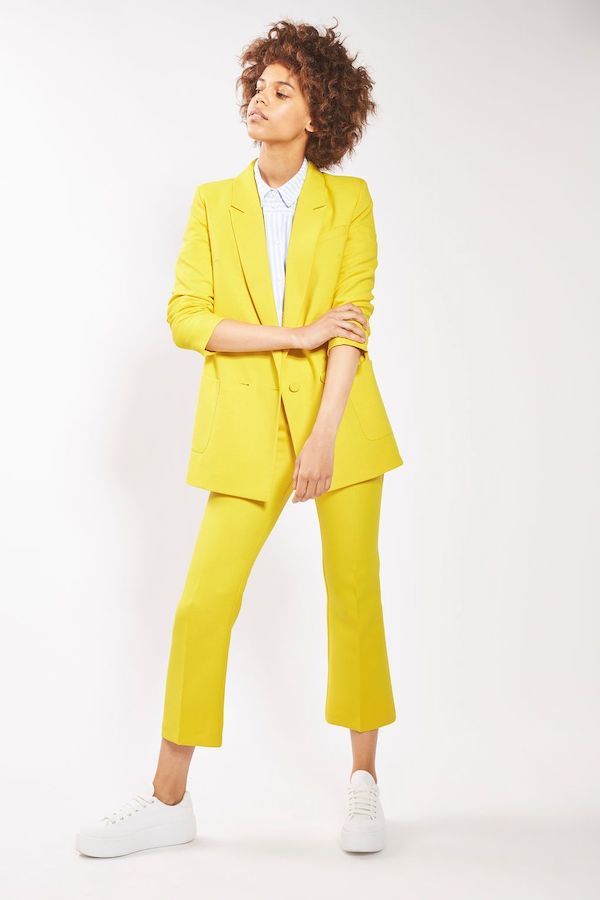Conjunto de blazer y pantalón amarillo de Topshop