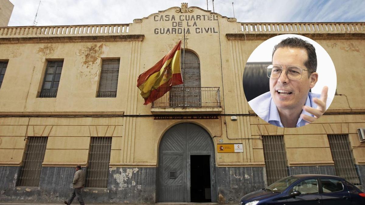 El cuartel de la Guardia Civil en Elda y el alcalde, Rubén Alfaro.