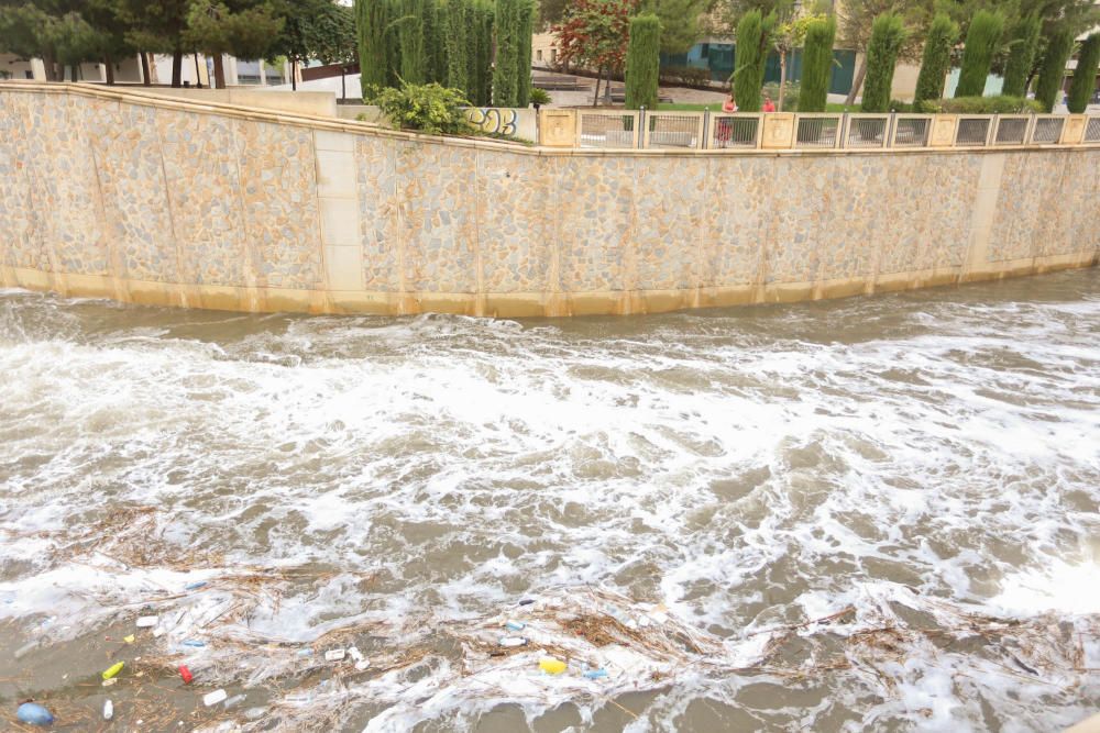 La CHS investiga la aparición de espuma en superficie a lo largo del cauce del Segura en toda la comarca, tras las lluvias que se han registrado en los últimos días.