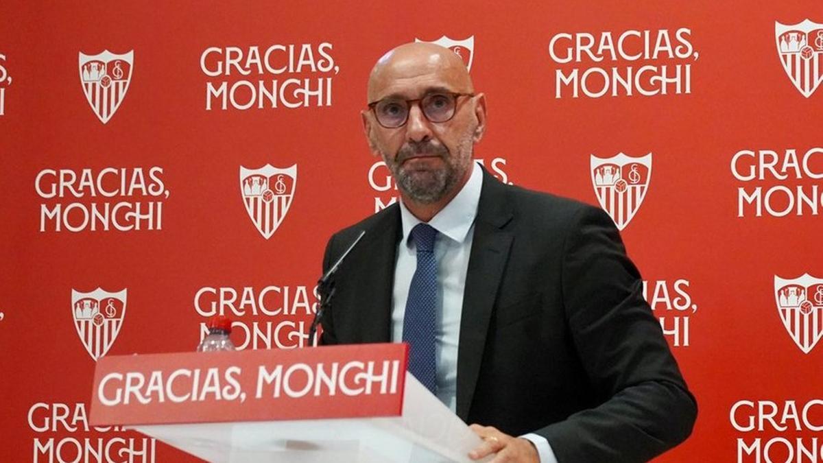 Monchi, en su despedida del Sevilla en el estadio Ramón Sánchez Pizjuán.