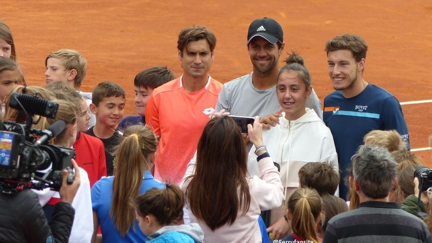 David Ferrer, durante su participación en el Clínic Peugeot, junto a Verdasco y Carreño.