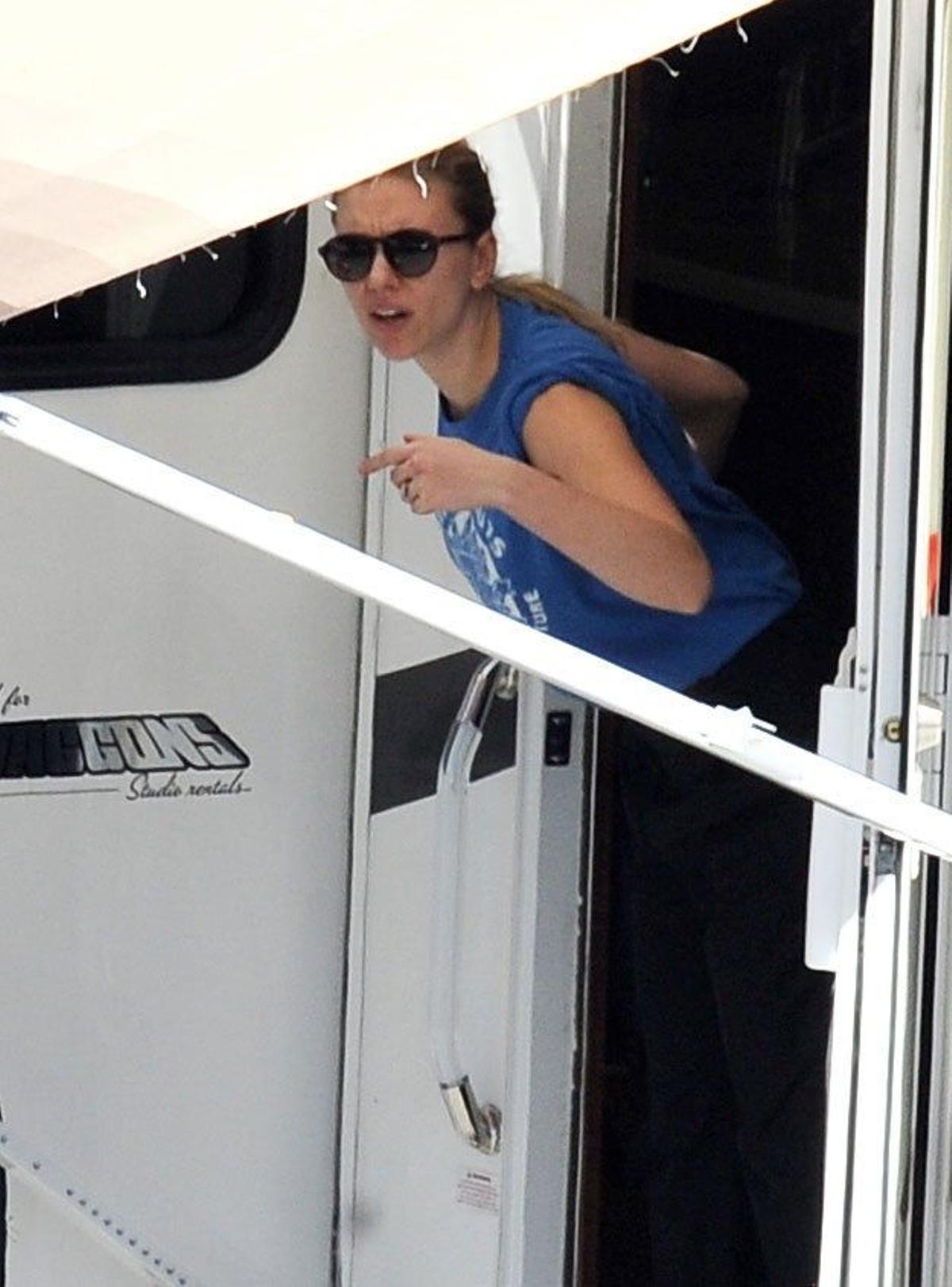 Scarlett Johansson en el rodaje de Capitán América 2