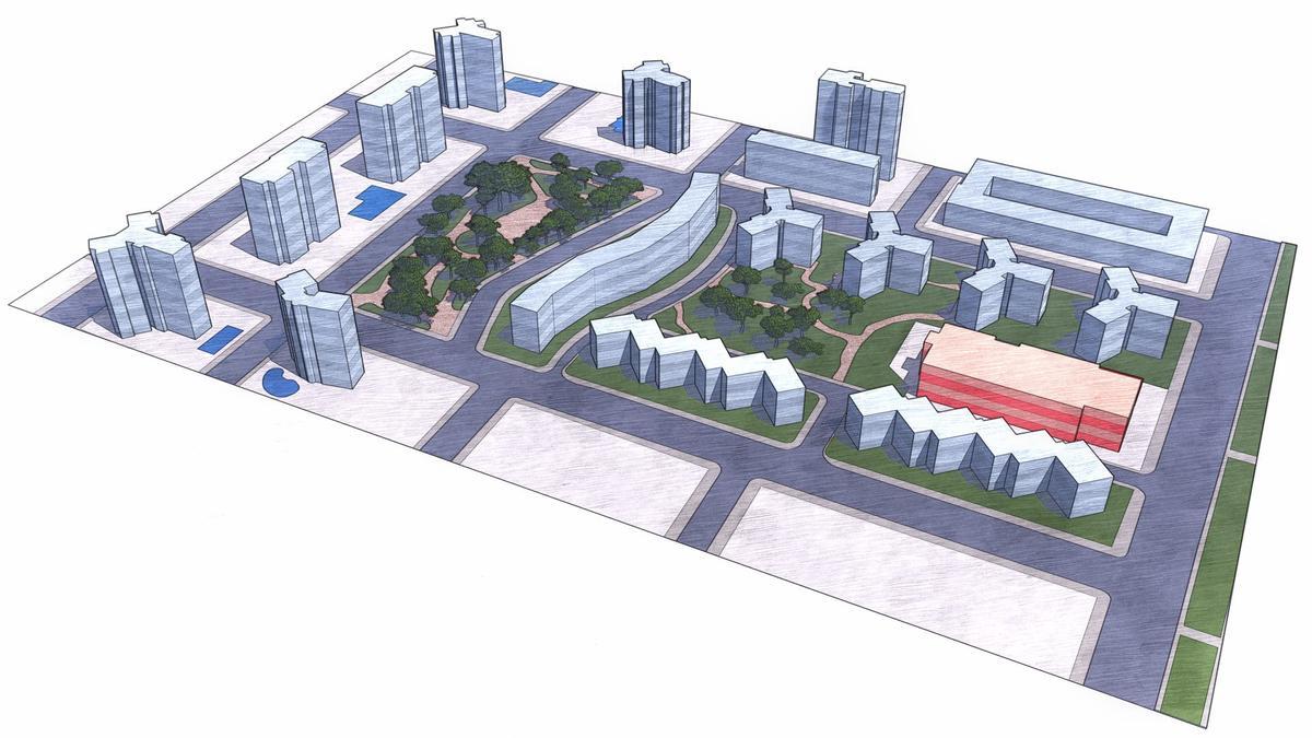 Imagen virtual de lo que iba a ser el hotel en la Colonia Ducal de la playa de Gandia