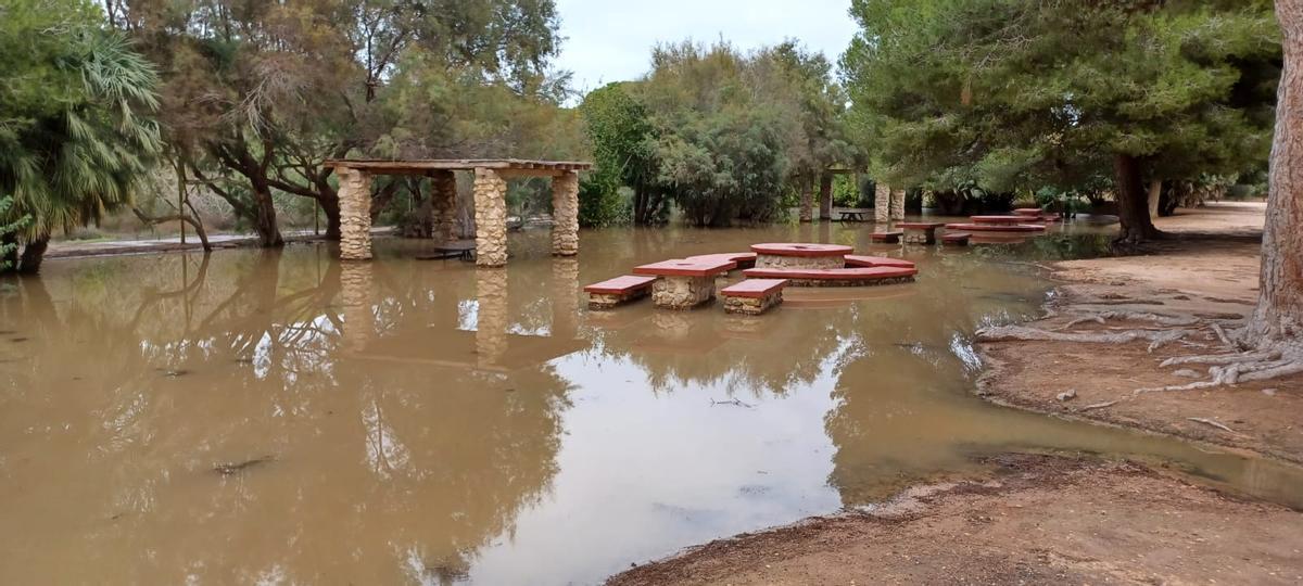 Parte de la zona recreativa del Clot de Galvany, inundada