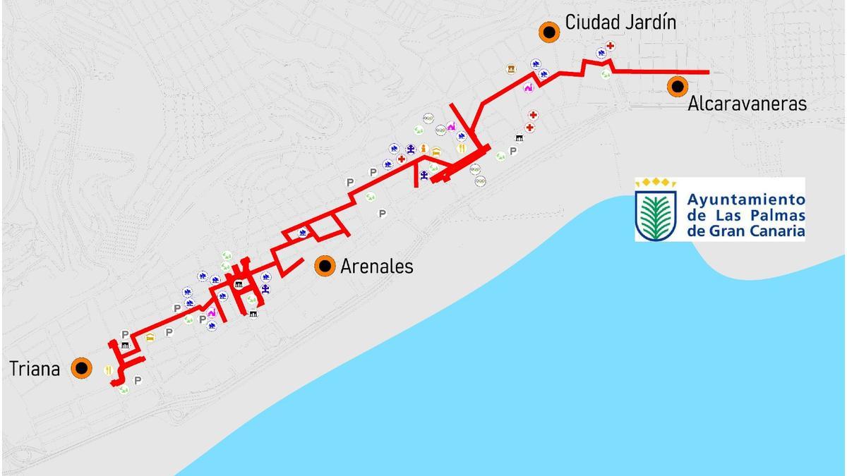 Plano del proyecto de Gran Vía Peatonal de la ciudad