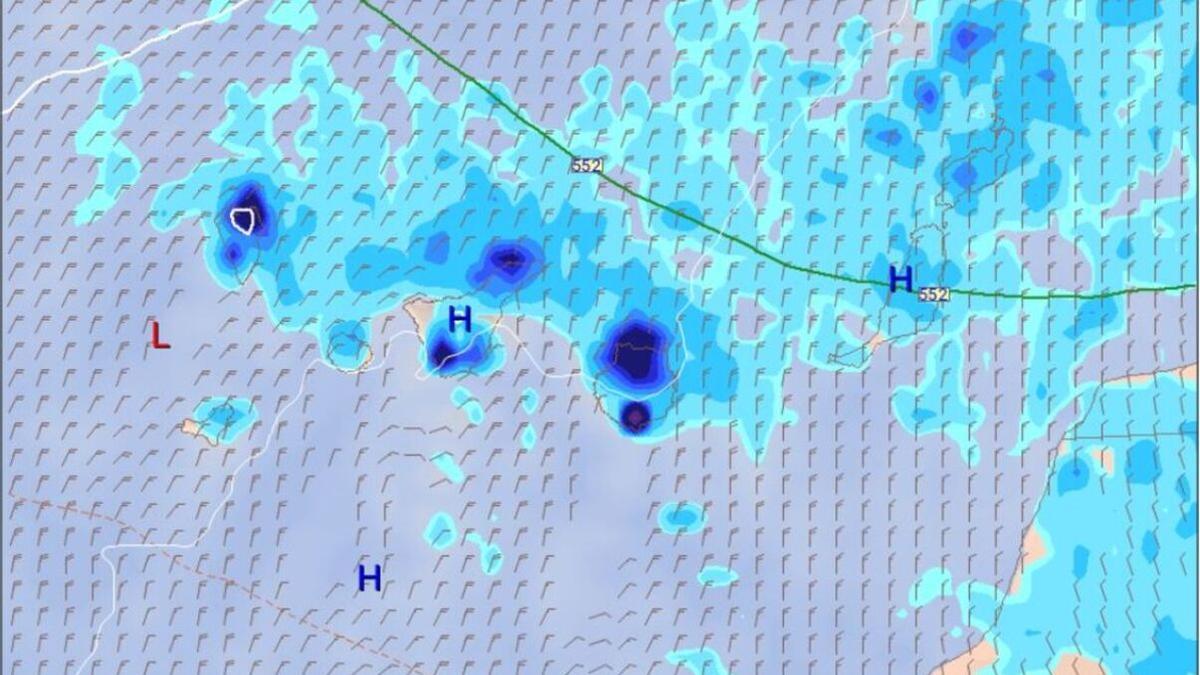 Mapa con la predicción del tiempo este lunes en Tenerife.