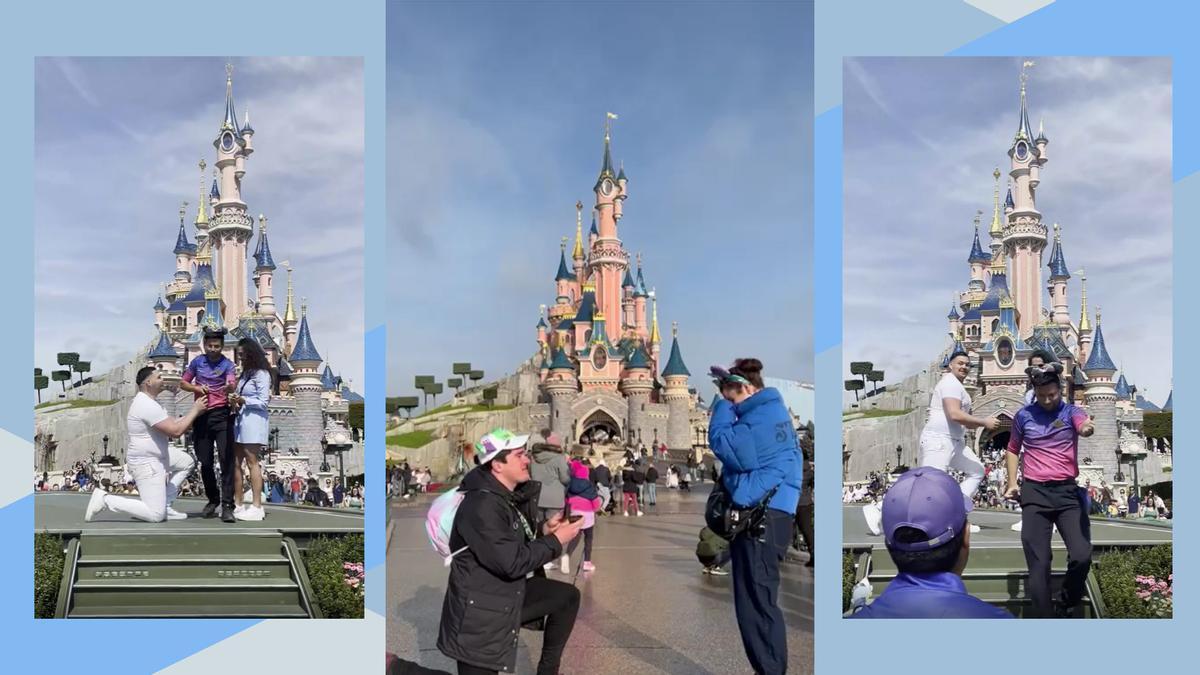 Pedidas de mano espontáneas en Disneyland: una salió bien y en la otra se produjo un saqueo del anillo.