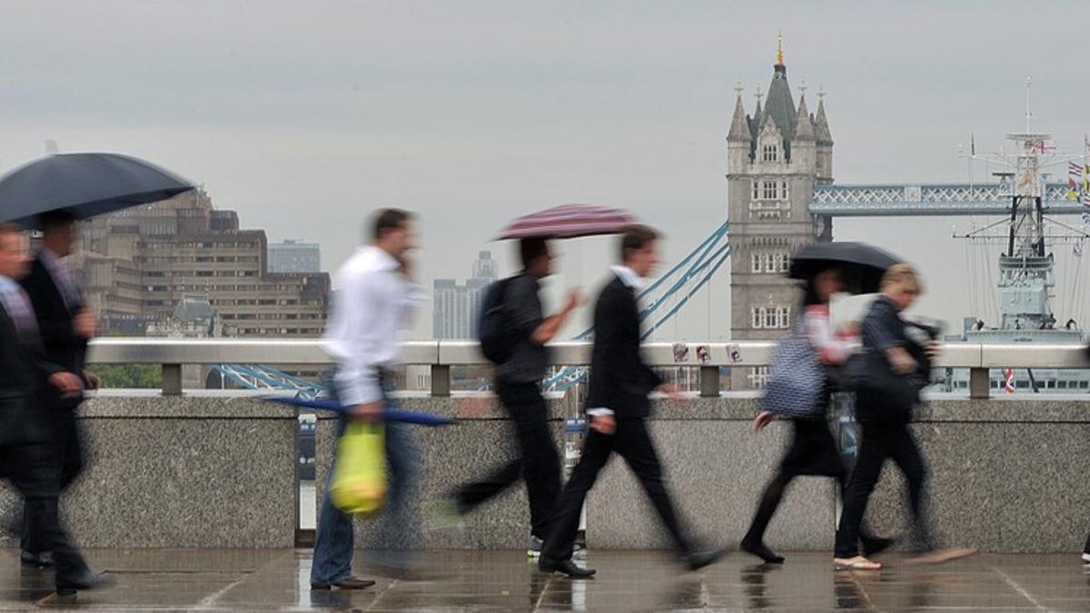 Empleados en la City de Londres.