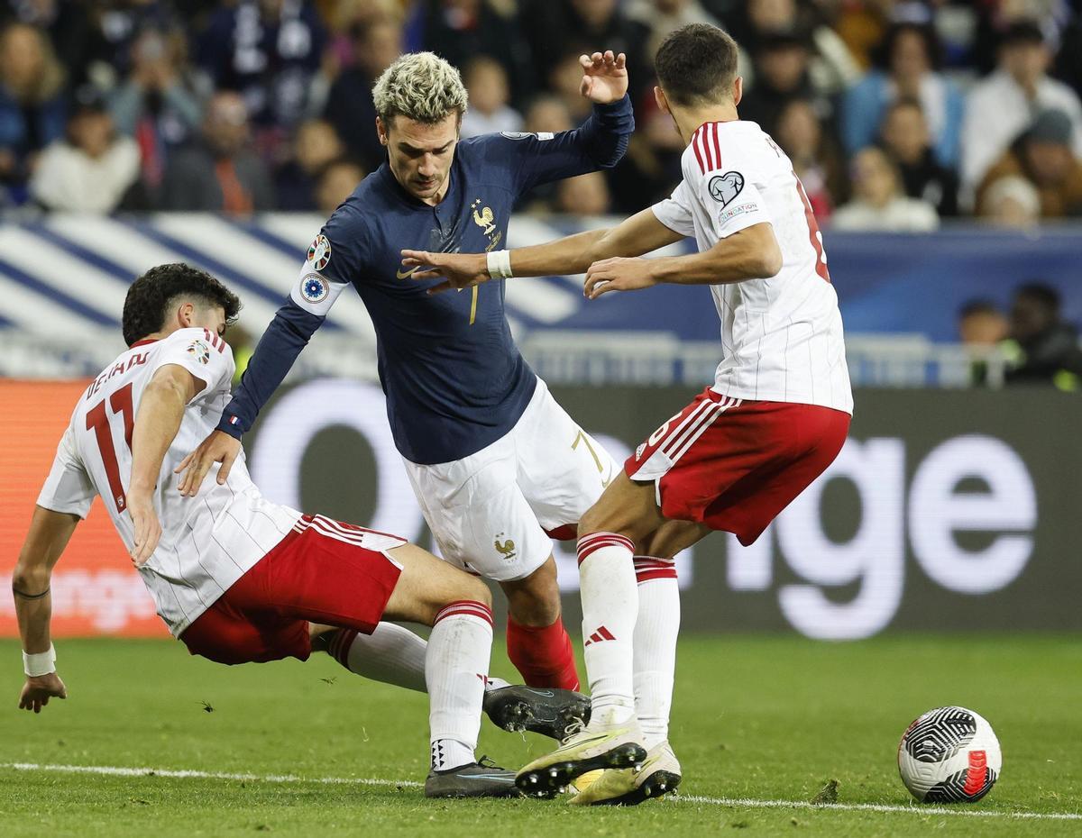 Antoine Griezman, internacional con Francia, en un partido de fase de clasificación para la Euro 2024 contra Gibraltar.