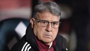 Mexicos headcoach Gerardo Tata Martino watches during the friendly international football match between Mexico and Iraq at the Montilivi stadium in Girona, on November 9, 2022.