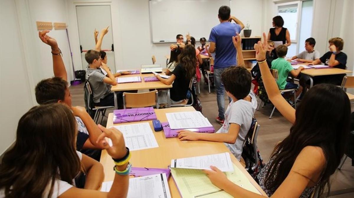 Clase de primero de ESO en el instituto Viladomat, en el Eixample de Barcelona.