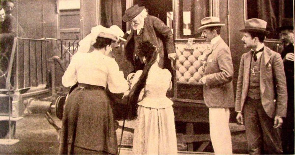 El astrónomo Janssen a su llegada en ferrocarril a Alcalà de Xivert en 1905.