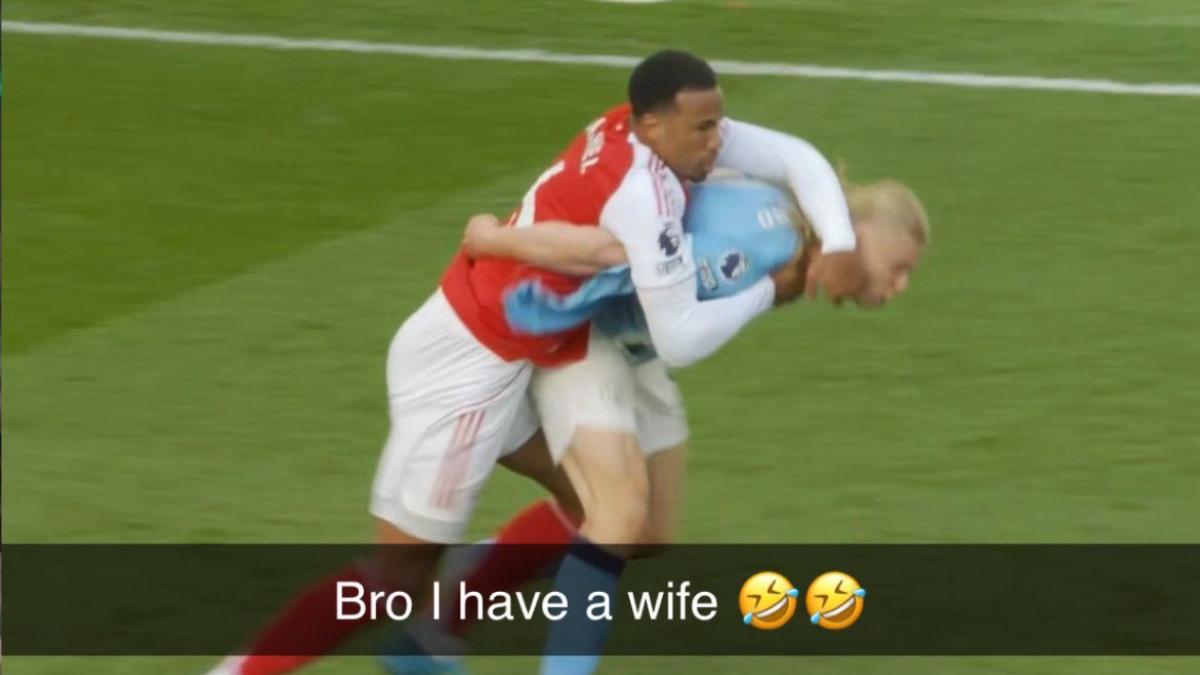 Haaland le lanzó un dardo a Gabriel tras sus intensa 'batalla' en el City-Arsenal