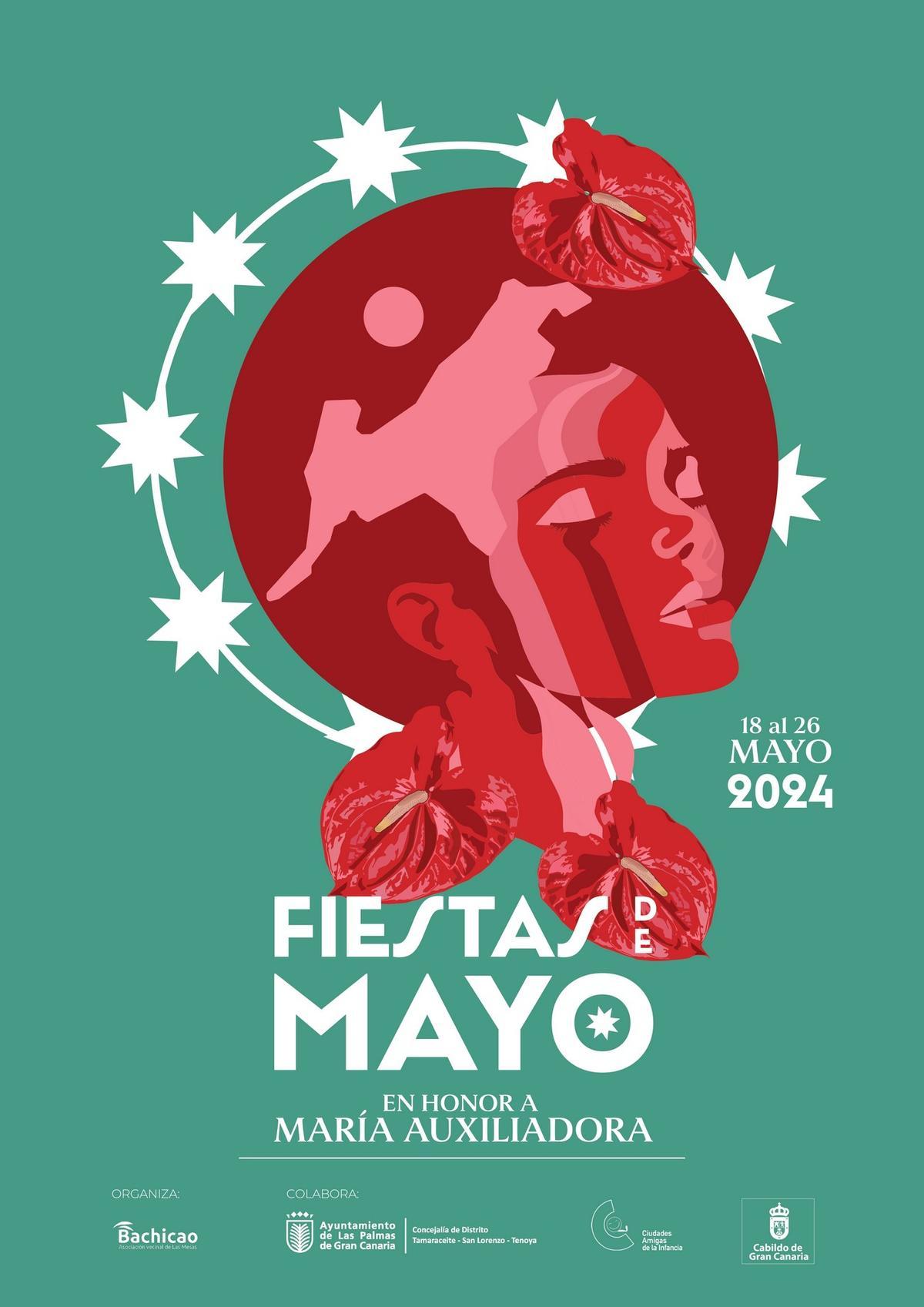Cartel de las Fiestas de Mayo en Honor a María Auxiliadora del barrio de Las Mesas 2024.