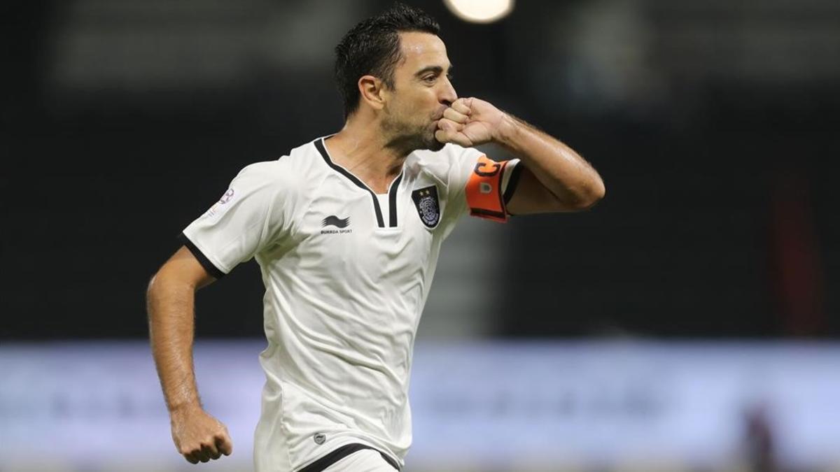 Xavi celebra un gol con el Al-Sadd en Doha.